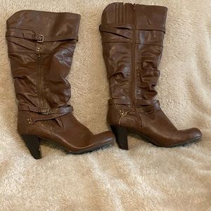 Guess Brown knee length heeled boots